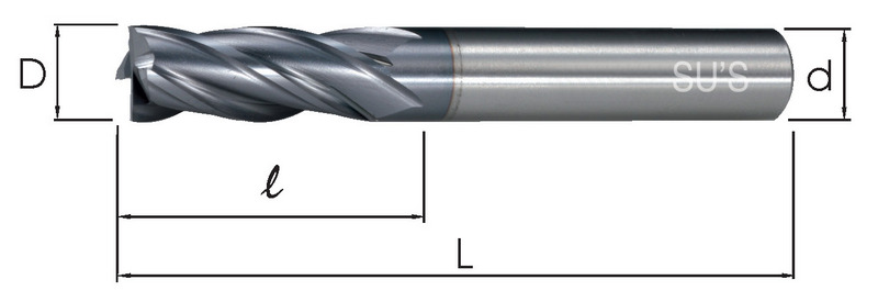 SU'S HSE End Mills-4 Flutes+TiCN 