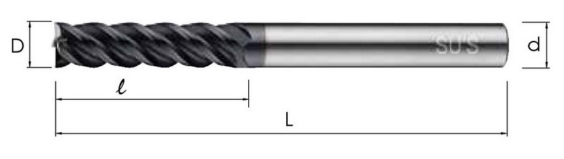Micro Grain Carbide Long Flute End Mills-4 Flutes 