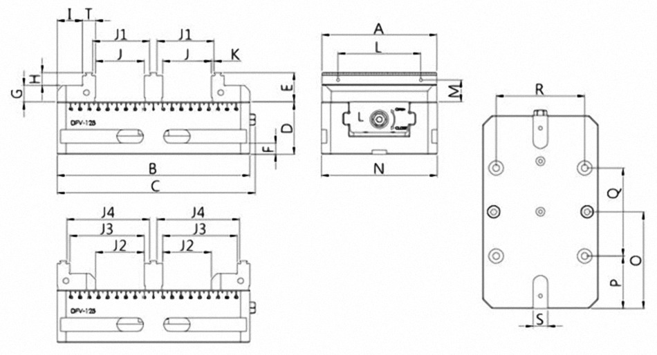 5 AXIS PRECISION VISE -DOUBLE LOCK DFV-125 Sectional view Specification