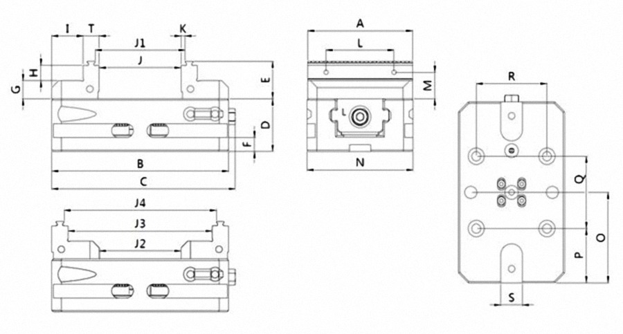 5-AXIS PRECISION VISE FAV-77 Sectional view Specification