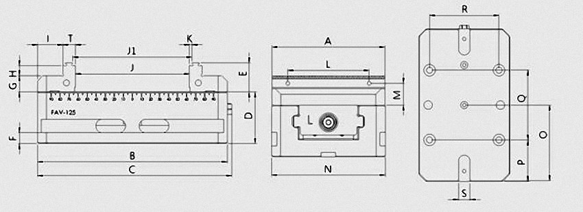 5-AXIS PRECISION VISE FAV-125 Sectional view Specification