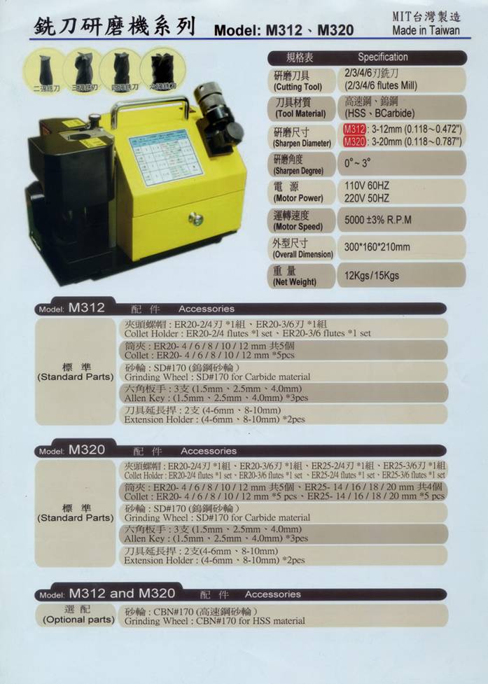 End Mill Re-sharping Machine M (M312 & M320)