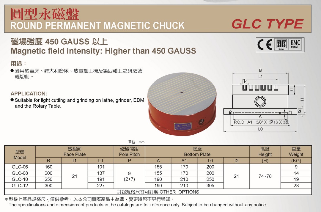 Round Permanent Magnetic Chuck Round Permanent Magnetic Chuck
