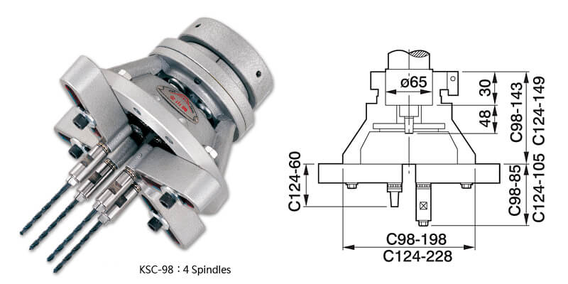 KSC-98 / KSC-124 : 4 Spindles Multiple Spindle Head KSC-98 / KSC-124 : 4 Spindles Multiple Spindle Head